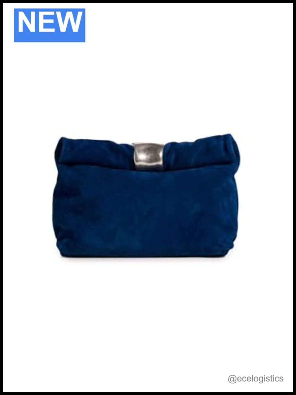Suede Cuff Clutch with Silver-Tone Accent, Optional Strap